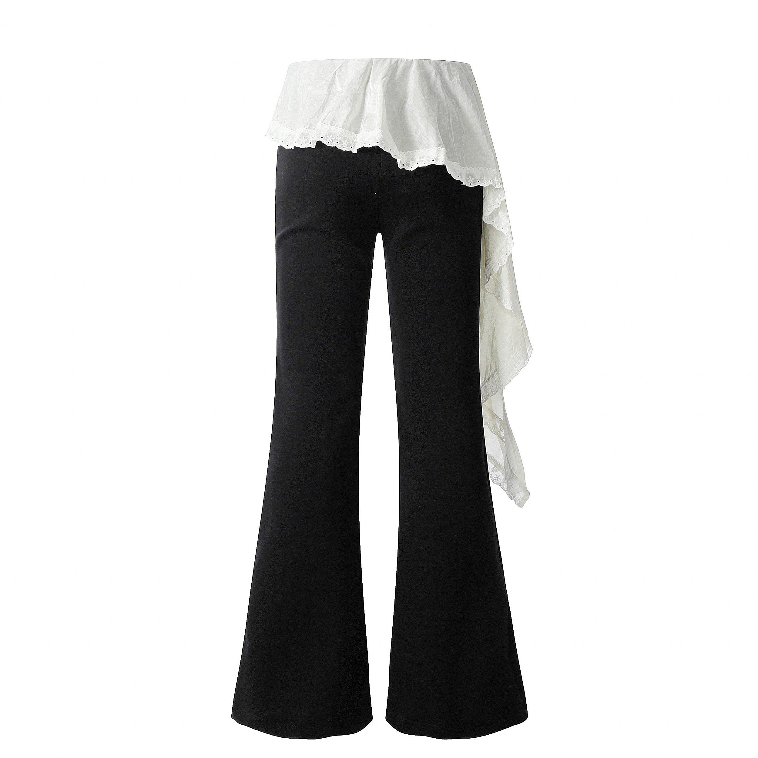 Asym Draper | Flared Pants with White Draped Skirt Layer