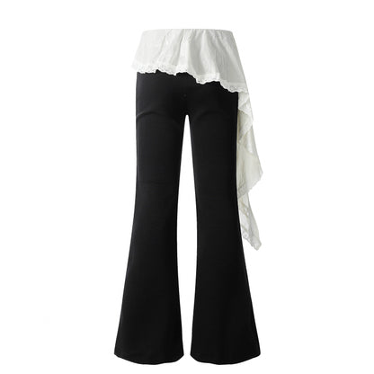 Asym Draper | Flared Pants with White Draped Skirt Layer