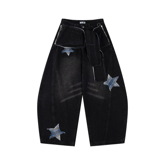 Starry Stitch | Denim Wide-Leg Pants - Santo 