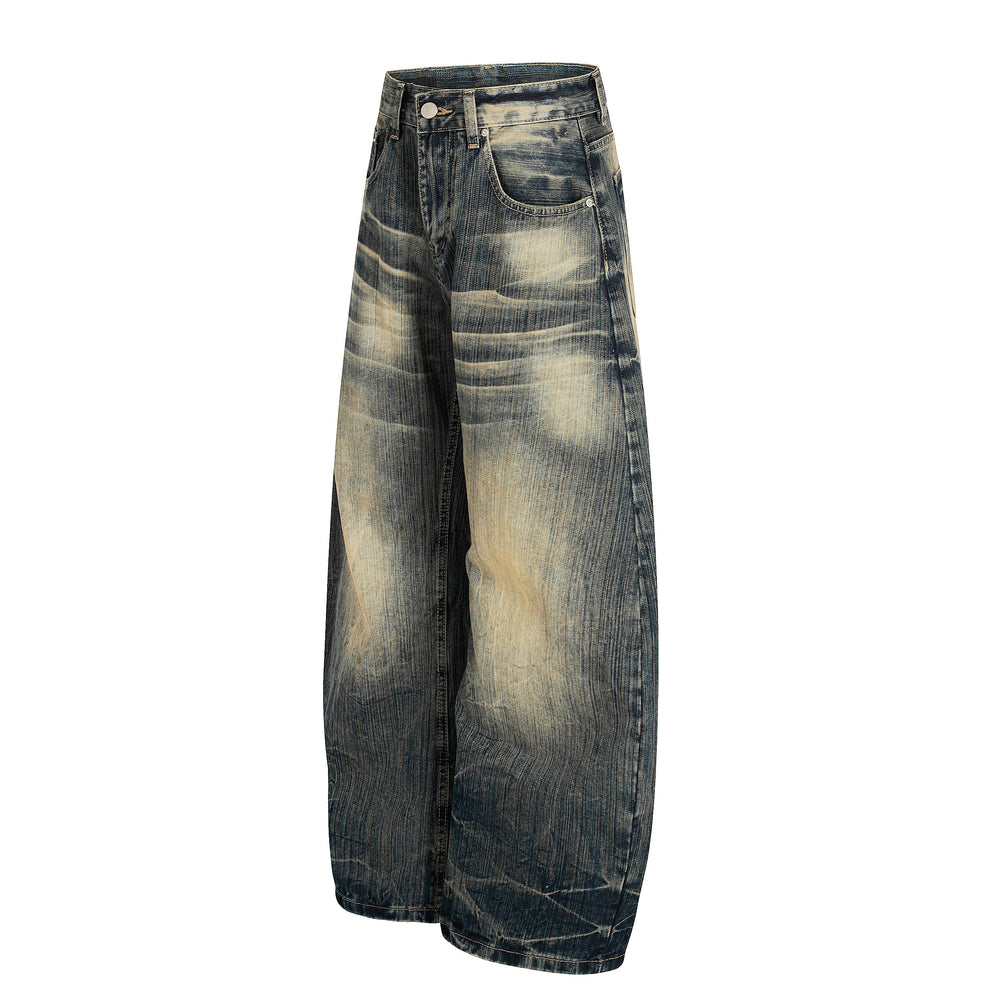 Echo Fade | Distressed Wash Wide-Leg Jeans - Santo 