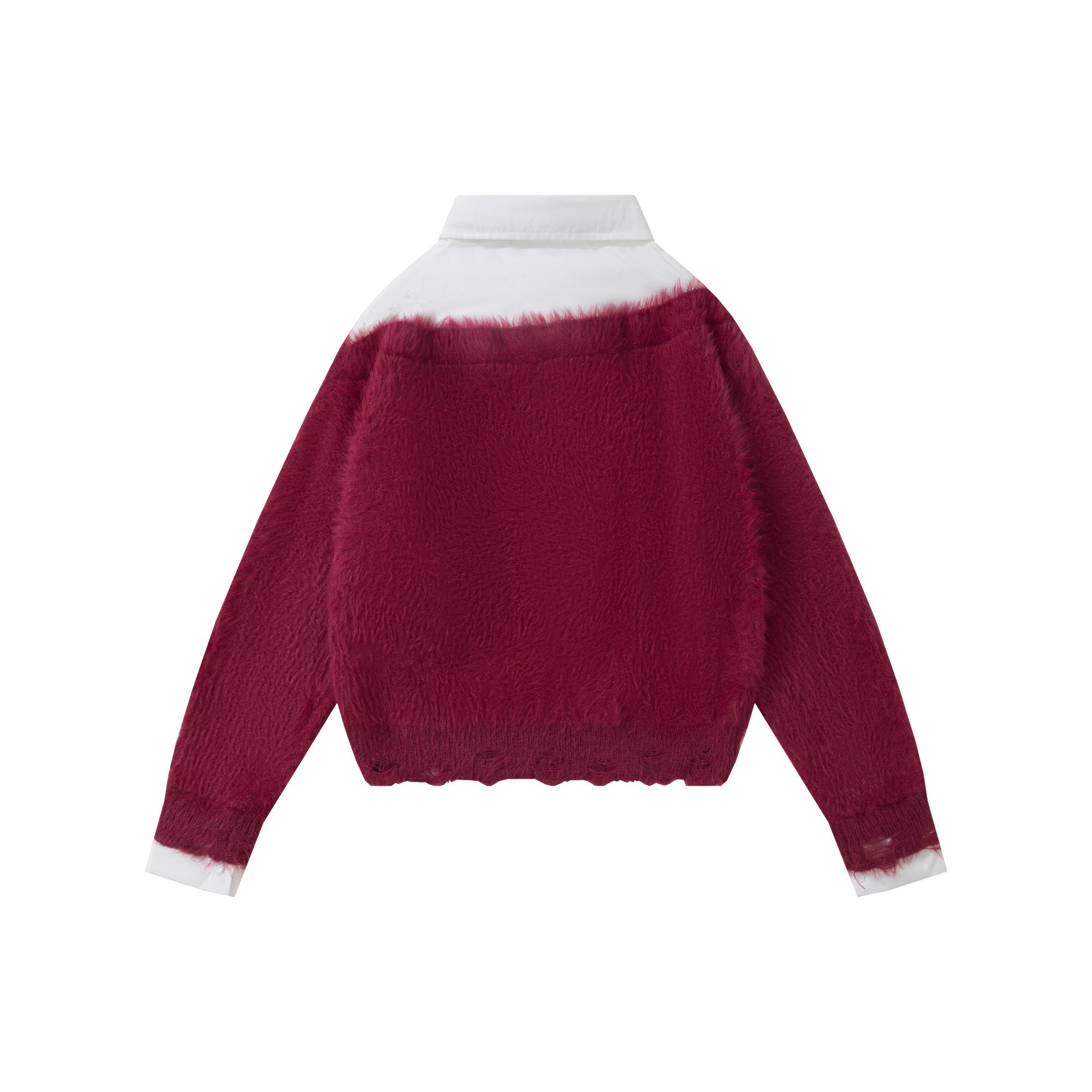 Preppy Fuzz | Mock-Layered Tie Collar Sweater