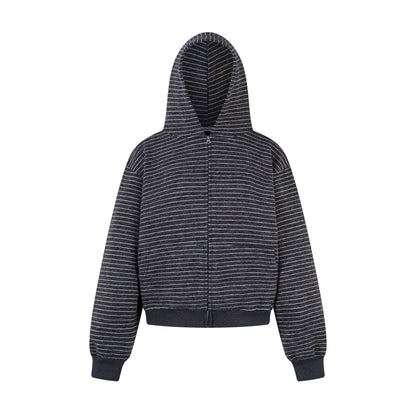 STRIPE CLOUD | Minimalist Knit Zip Hoodie