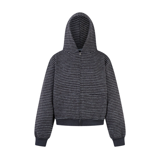STRIPE CLOUD | Minimalist Knit Zip Hoodie