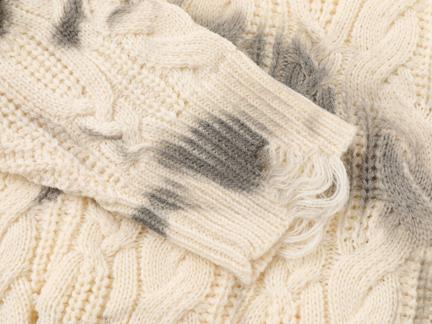 Charcoal Fade | Distressed Tie-Dye Knit Pullover