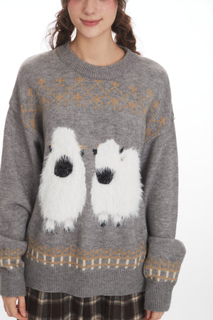 Woolly Pair | Fuzzy Sheep Knit Jumper