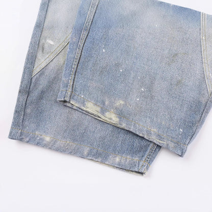 Tie Graphic Print Vintage Wash Wide Leg Denim Jeans
