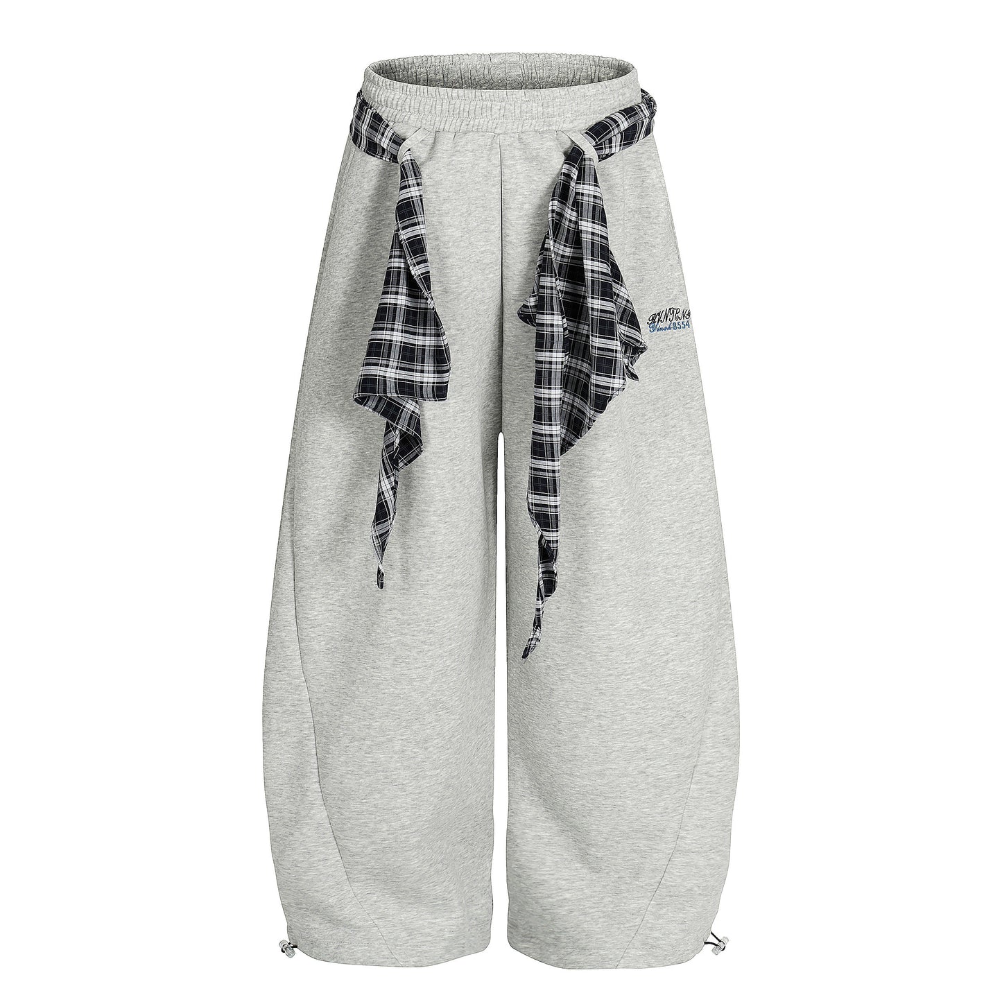 Street Detachable Plaid Waistband Machete Casual Pants