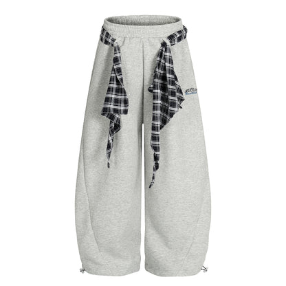 Street Detachable Plaid Waistband Machete Casual Pants