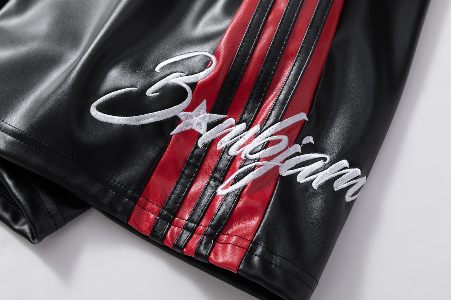 Striped Racing Faux-Leather Shorts - Santo 