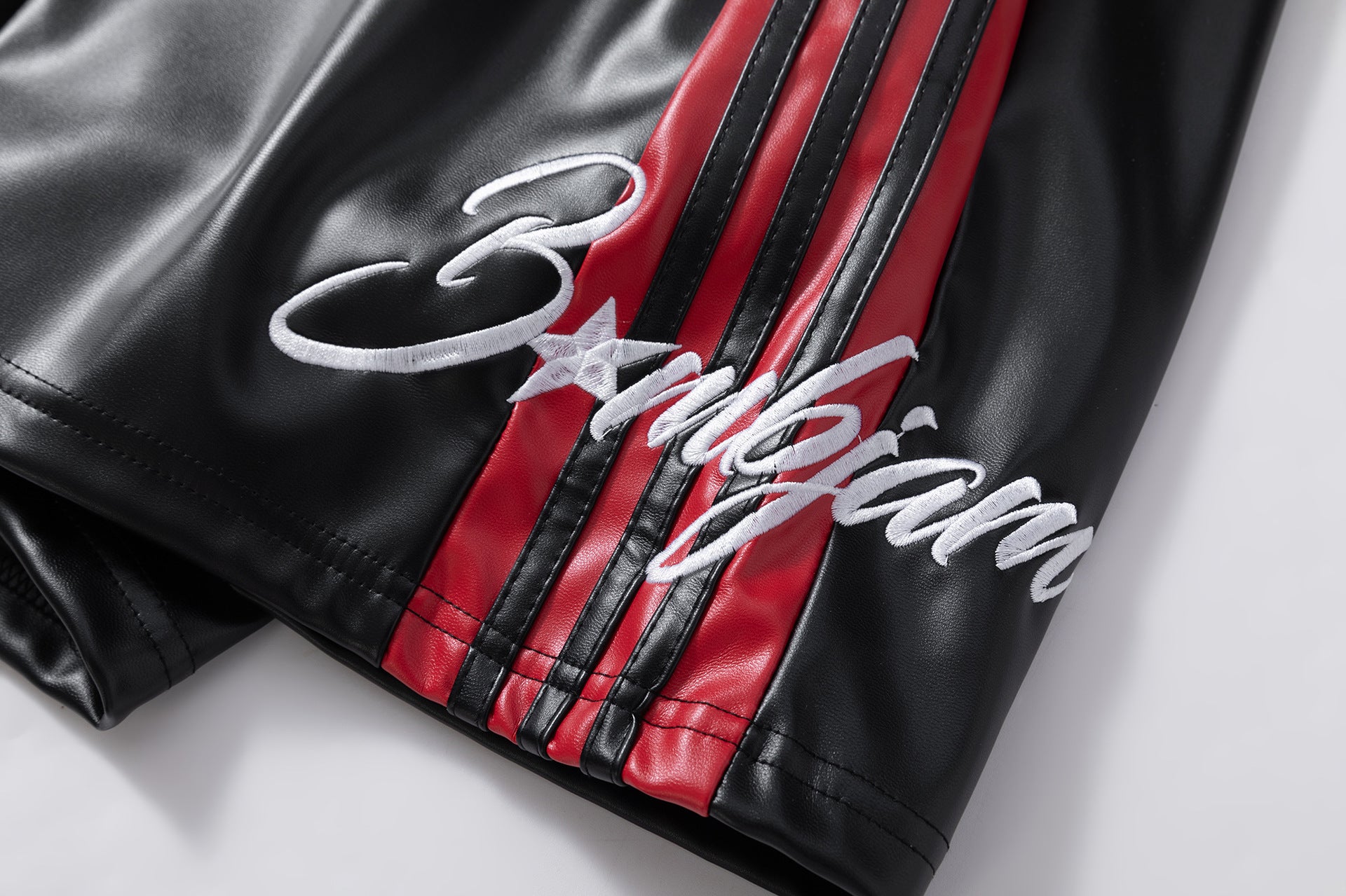 Striped Racing Faux-Leather Shorts - Santo 