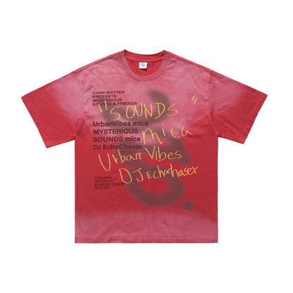 Washed Graffiti Text Print Spray Effect T-Shirt