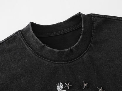 Statue of Liberty Print and Star Details T-Shirt