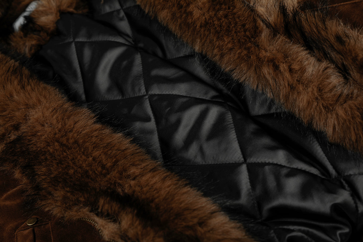 Streetwear Metal Clip Faux Fur Hooded Suede Bomber Jacket - Santo 