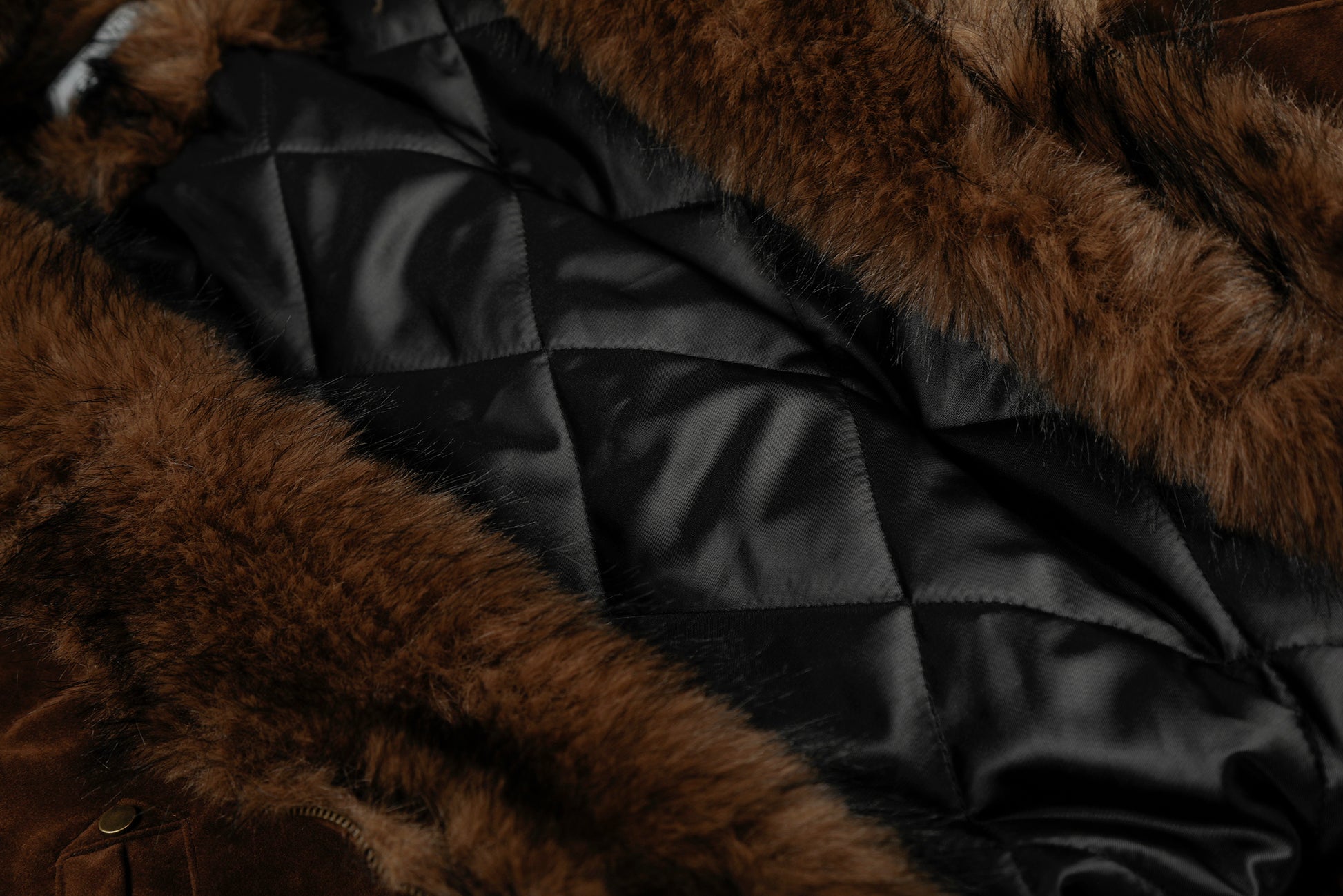 Streetwear Metal Clip Faux Fur Hooded Suede Bomber Jacket - Santo 
