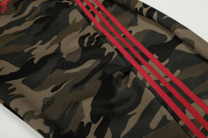 Retro Patchwork Embroidered Camouflage Barrel Pants