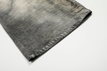 Vintage Heavy Distressed Washed Barrel Jeans