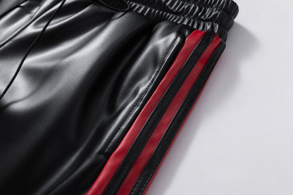 Striped Racing Faux-Leather Shorts - Santo 