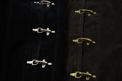 Retro Unique Metal Button Lapel Suede Bomber Jacket