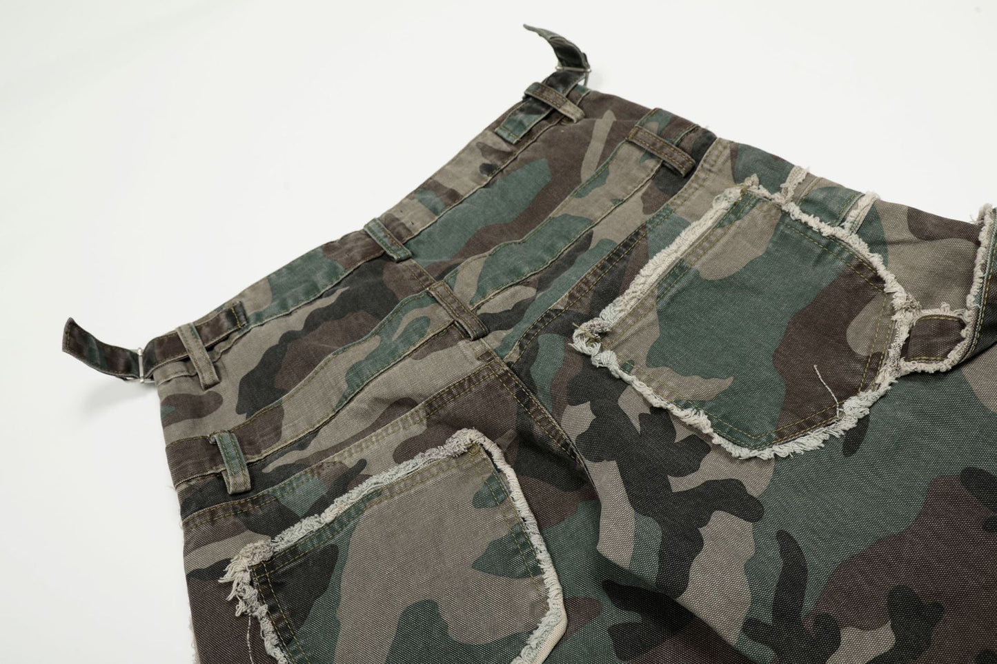 Retro Double Waist Camouflage Barrel Pants