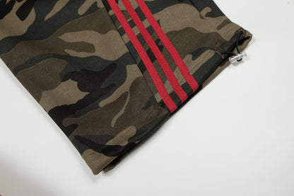Retro Patchwork Embroidered Camouflage Barrel Pants
