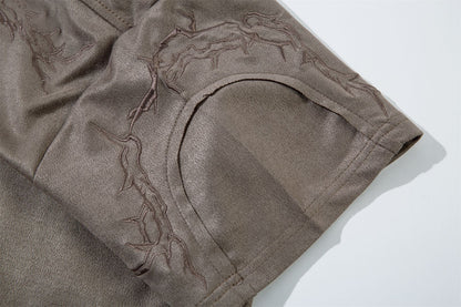 Thorn Embroidery Suede T-Shirt