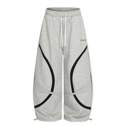 Retro Contrast Panel Drawstring Sweatpants