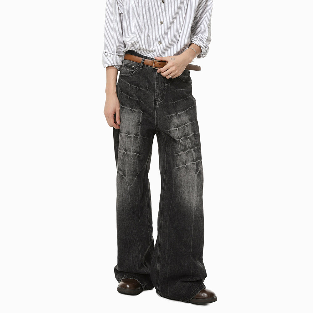Cross Scratch | Wide Denim Jeans