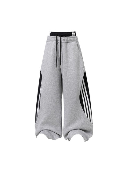Striped Panel Wide Leg Sweatpants
