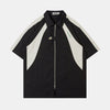 Colo Block | Oversized Zip-Up Polo T Shirt