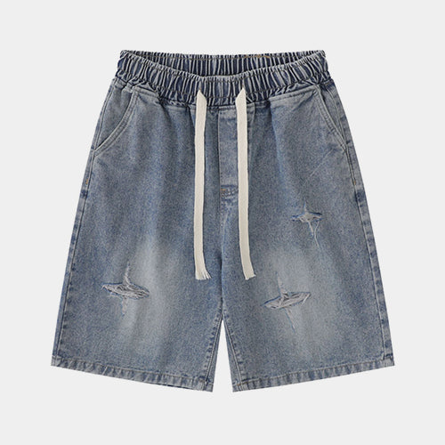 Pantaloncini di jeans casual e vintage con lavaggio chiaro