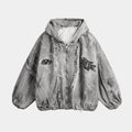 Distressed Embroidered | Padded Hooded Jacket - Santo 