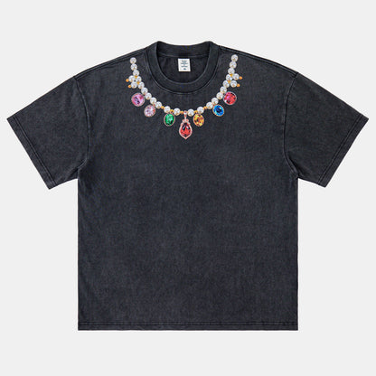 Vintage Jewel | Black T-shirt - Santo 