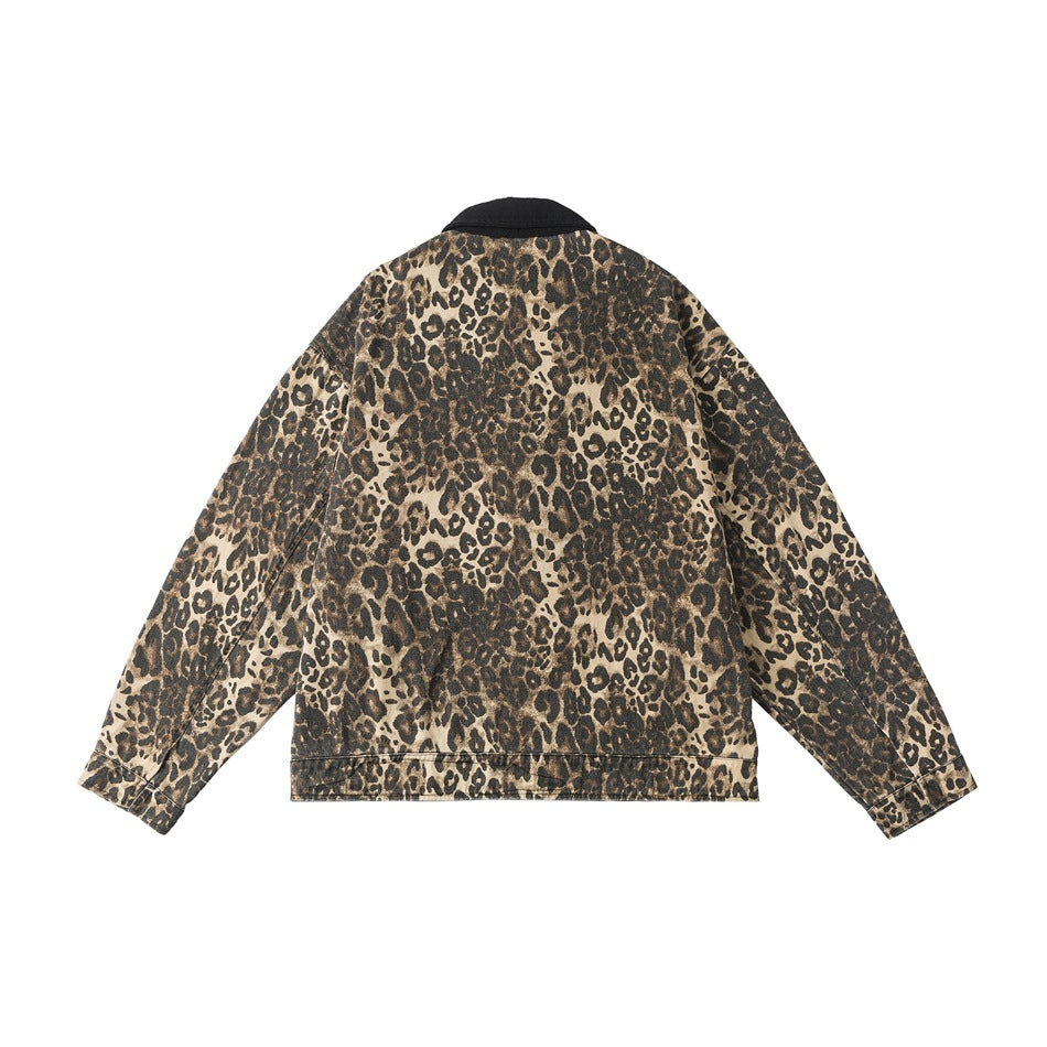 Rogue Leopard | Übergroße Denim-Jacke mit Leopardenmuster