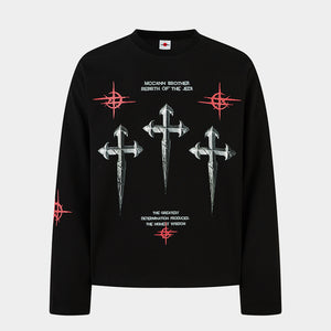 Gothic Cross Print | Graphic Sweatshirt - Santo 