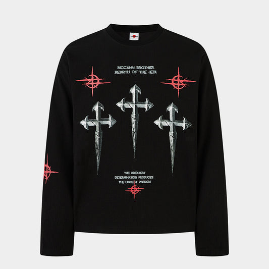 Gothic Cross Print | Graphic Sweatshirt - Santo 