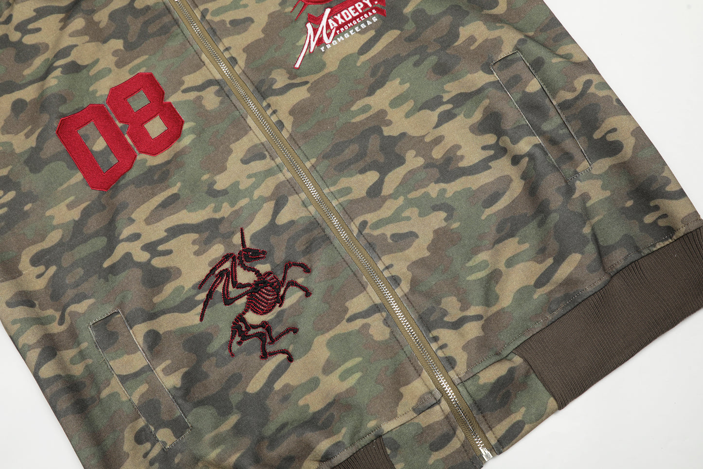 Camo Varsity Patch | Zip Up Hoodie - Santo 