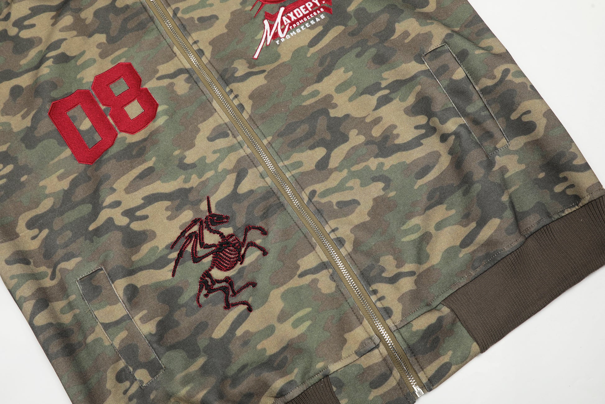 Camo Varsity Patch | Zip Up Hoodie - Santo 