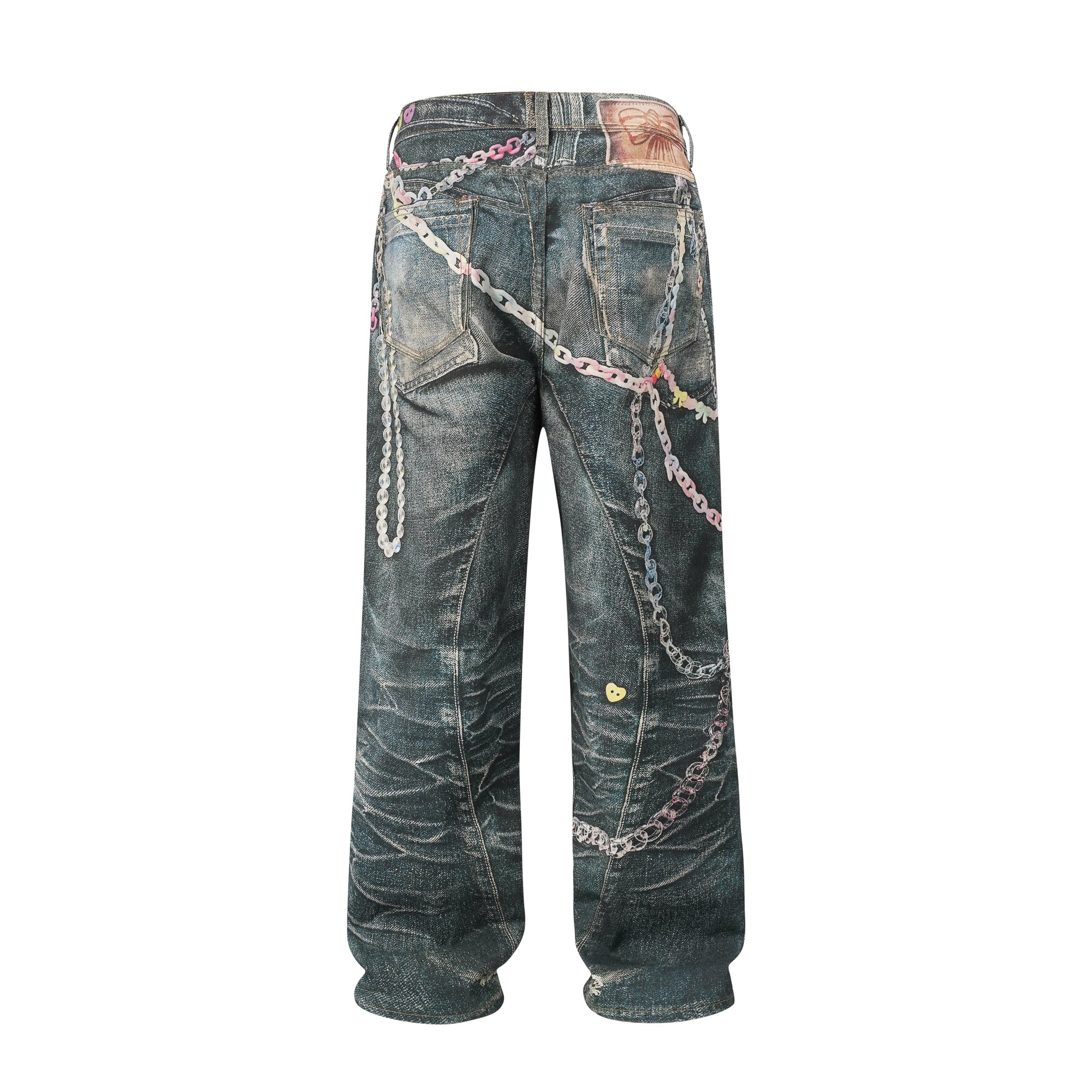 Pastel Chain Print | Denim Jeans - Santo 