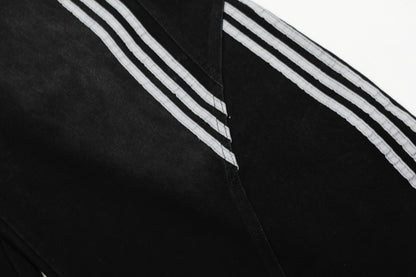 Striped Stitching | Washed Barrel Jeans - Santo 