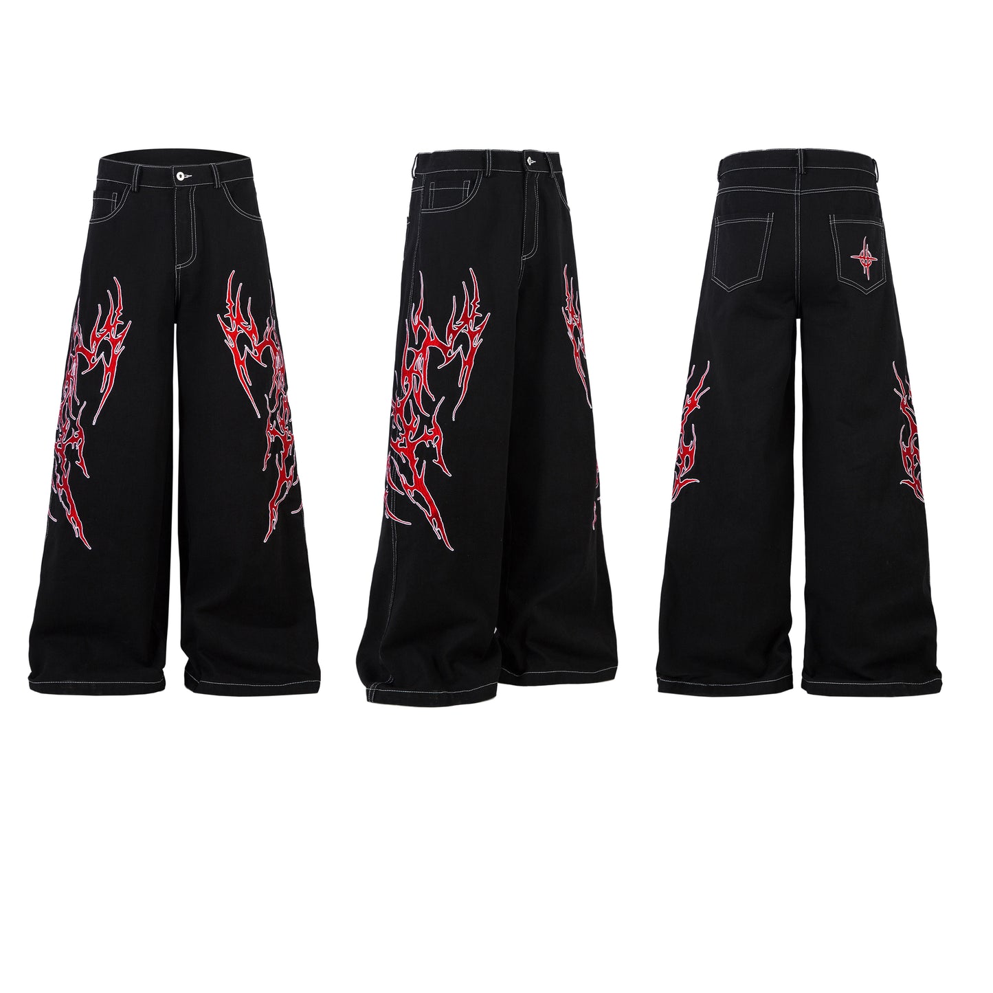 Flame Graphic | Baggy Jeans - Santo 