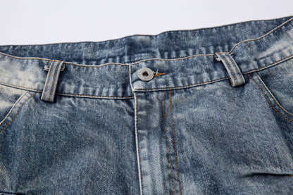 Washed Grid Pleat | Denim Jeans - Santo 
