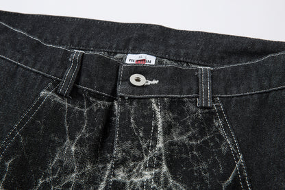Cracked Panel Washed | Wide Jeans - Santo 