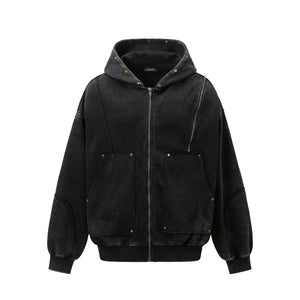 Washed Stitching Rivet | Hooded Jacket - Santo 