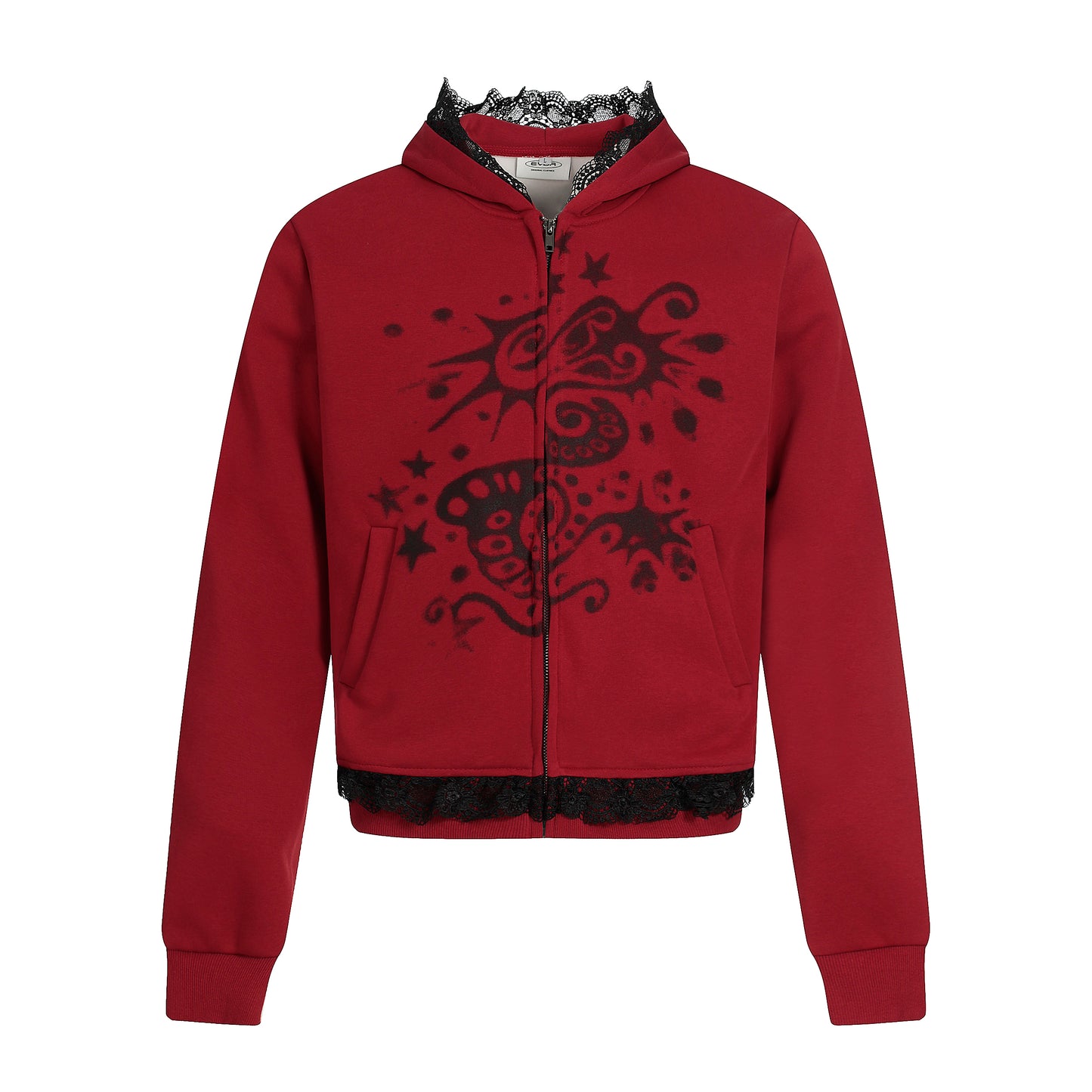 Gothic Spray Print | Zip Up Hoodie - Santo 