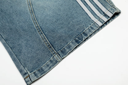Vintage Stripe | Washed Denim Shorts - Santo 