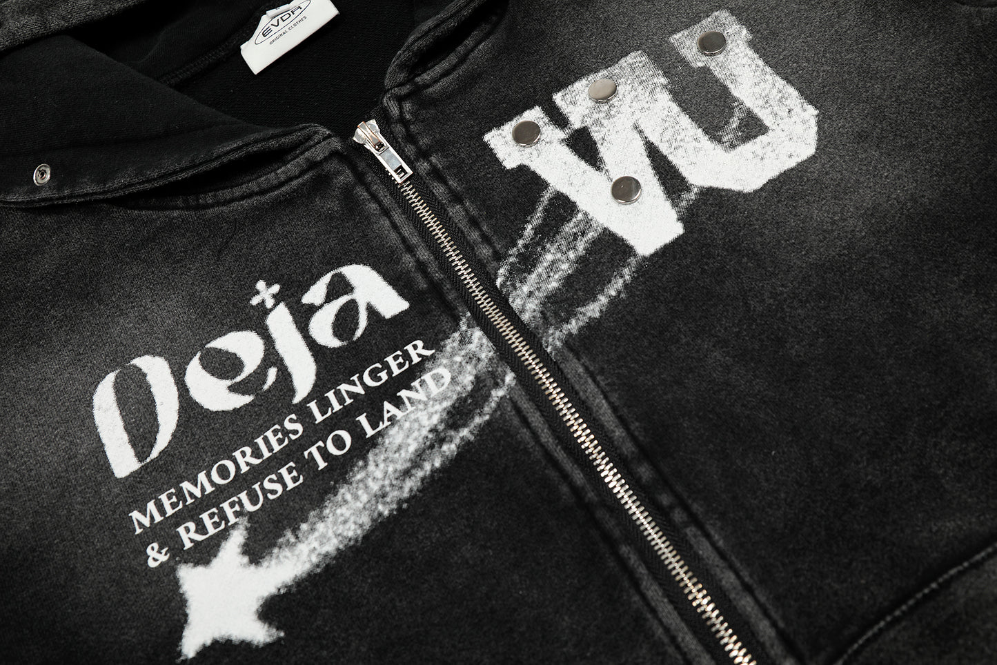 Washed Gradient | Black Zip Up Hoodie - Santo 