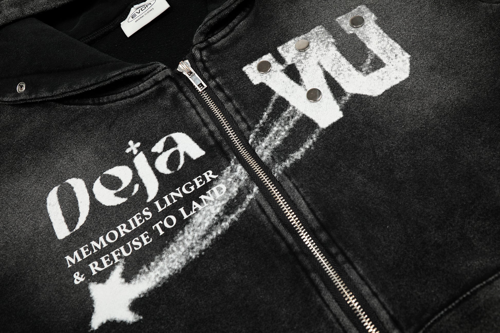 Washed Gradient | Black Zip Up Hoodie - Santo 