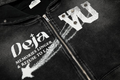 Washed Gradient | Black Zip Up Hoodie - Santo 