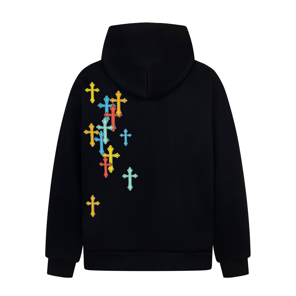 Colorful Cross Patch | Zip-Up Hoodie - Santo 