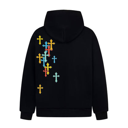 Colorful Cross Patch | Zip-Up Hoodie - Santo 